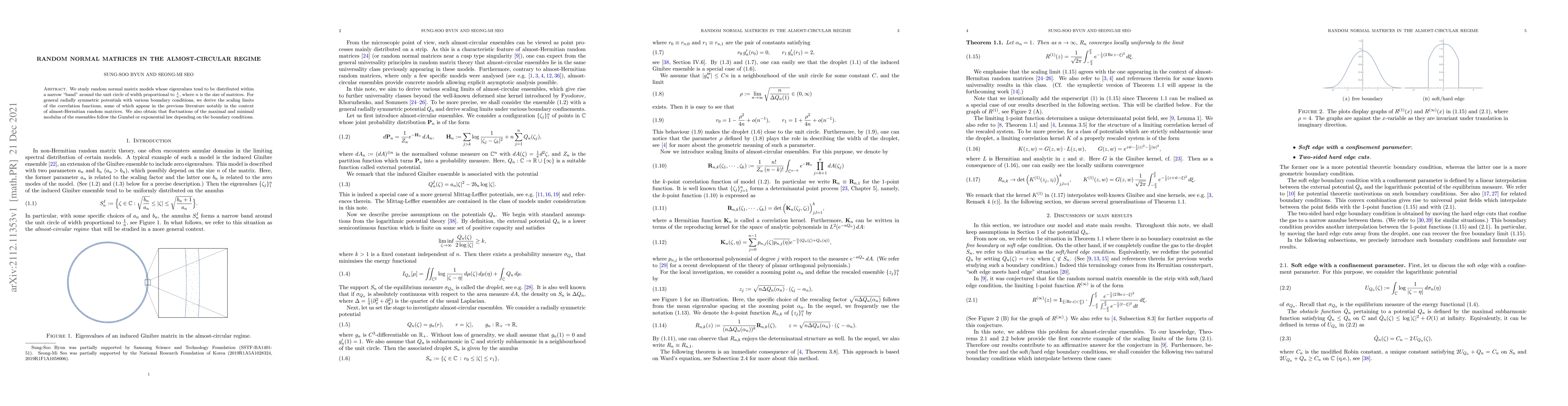 Thumbnail for Random normal matrices in the almost-circular regime