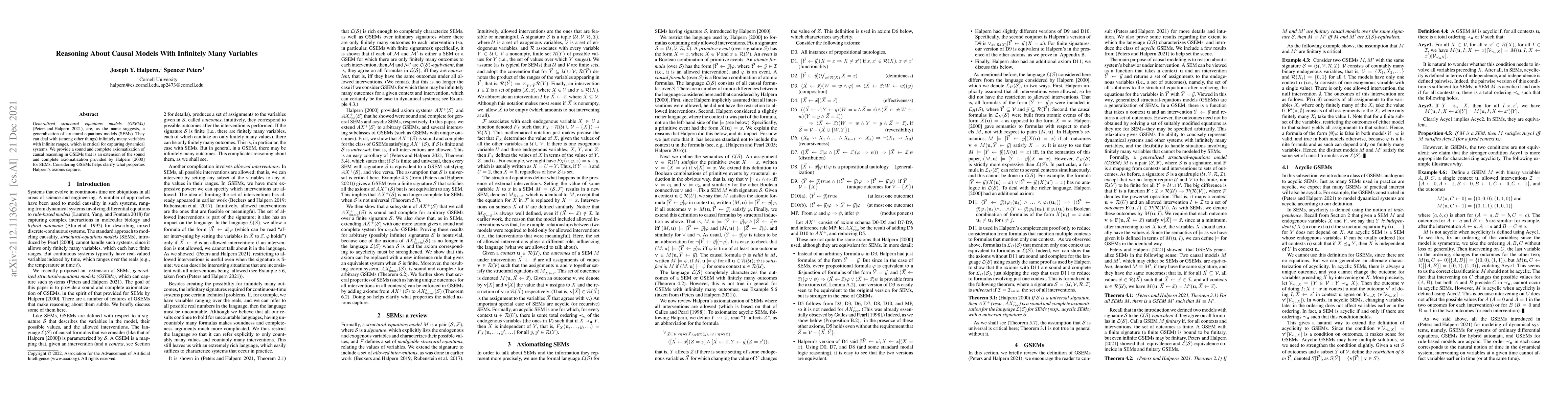 Thumbnail for Reasoning About Causal Models With Infinitely Many Variables