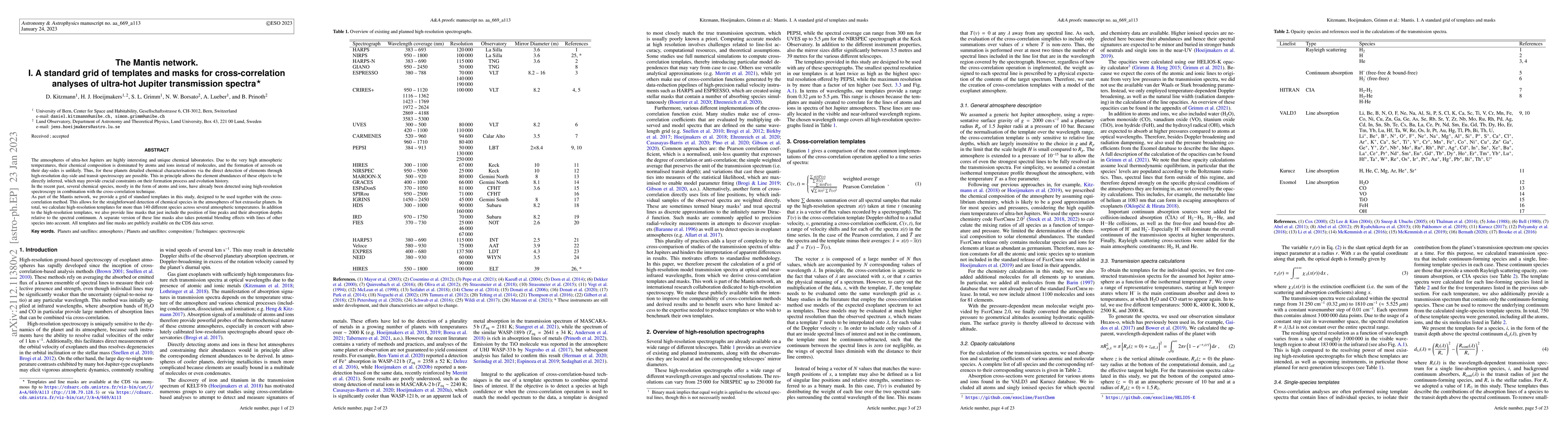 Thumbnail for The Mantis Network I: A standard grid of templates and masks for
  cross-correlation analyses of ultra-hot Jupiter transmission spectra