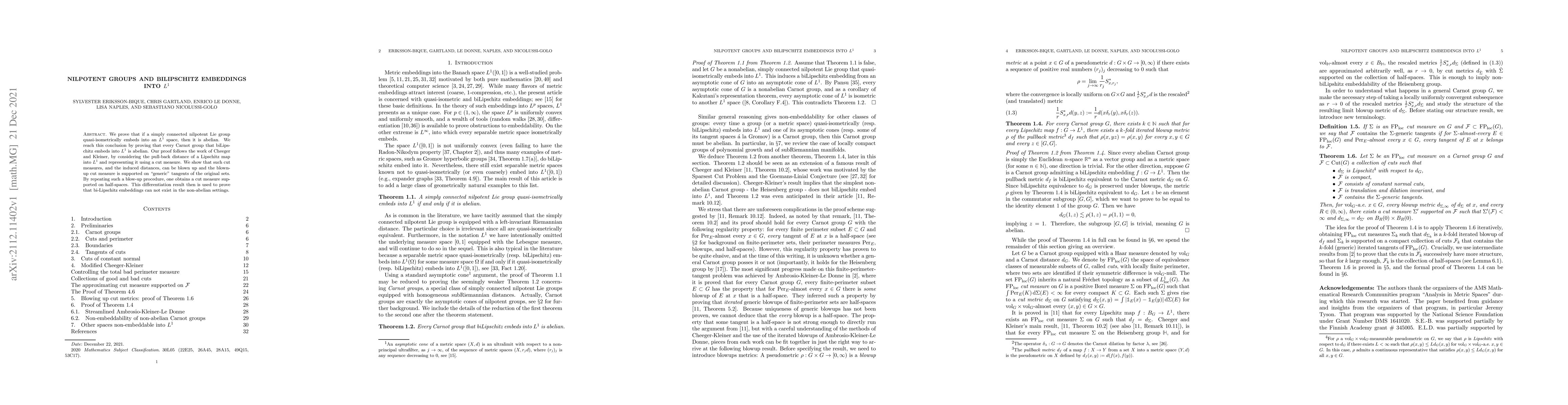 Thumbnail for Nilpotent groups and biLipschitz embeddings into $L^1$