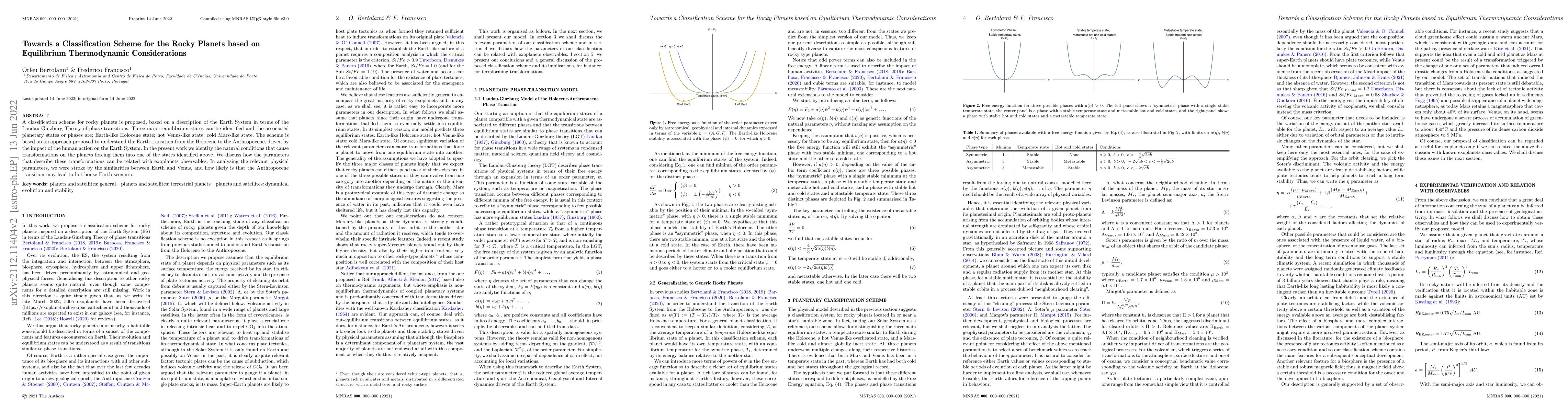 Thumbnail for Towards a Classification Scheme for the Rocky Planets based on
  Equilibrium Thermodynamic Considerations