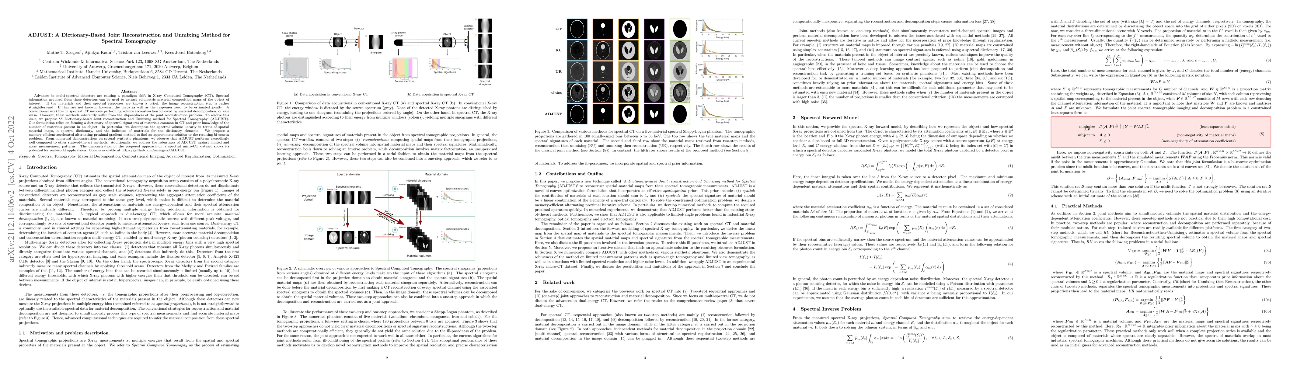 Thumbnail for ADJUST: A Dictionary-Based Joint Reconstruction and Unmixing Method for
  Spectral Tomography