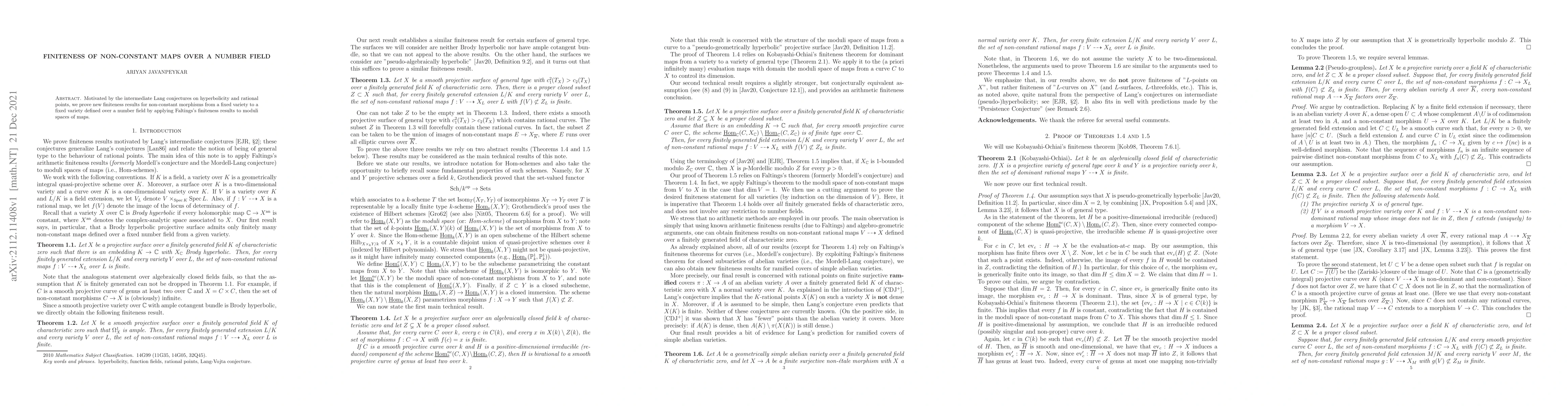 Thumbnail for Finiteness of non-constant maps over number fields