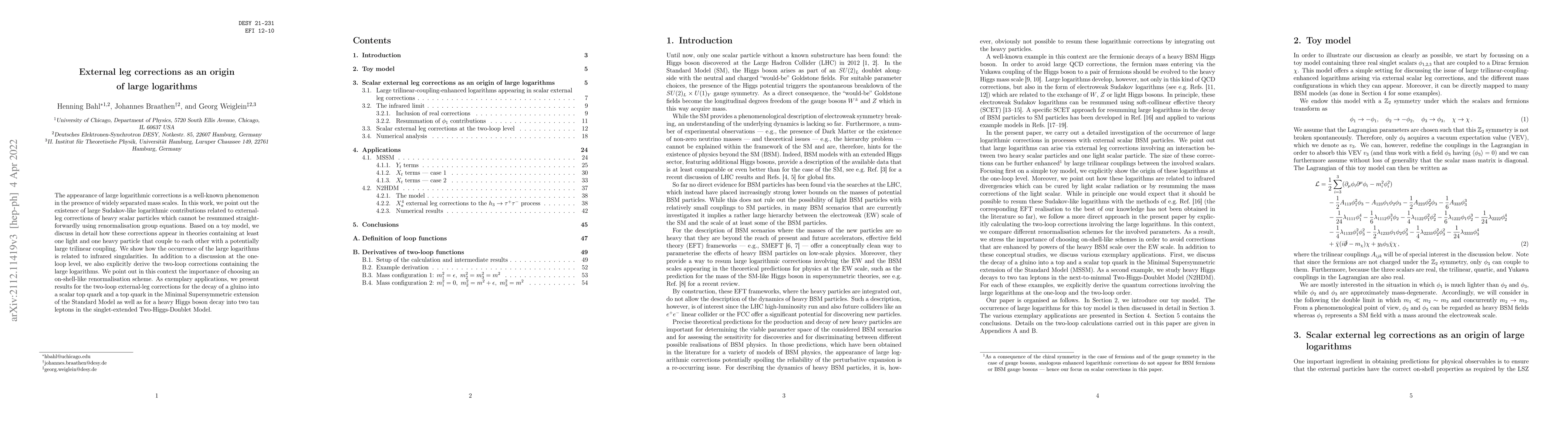 Thumbnail for External leg corrections as an origin of large logarithms