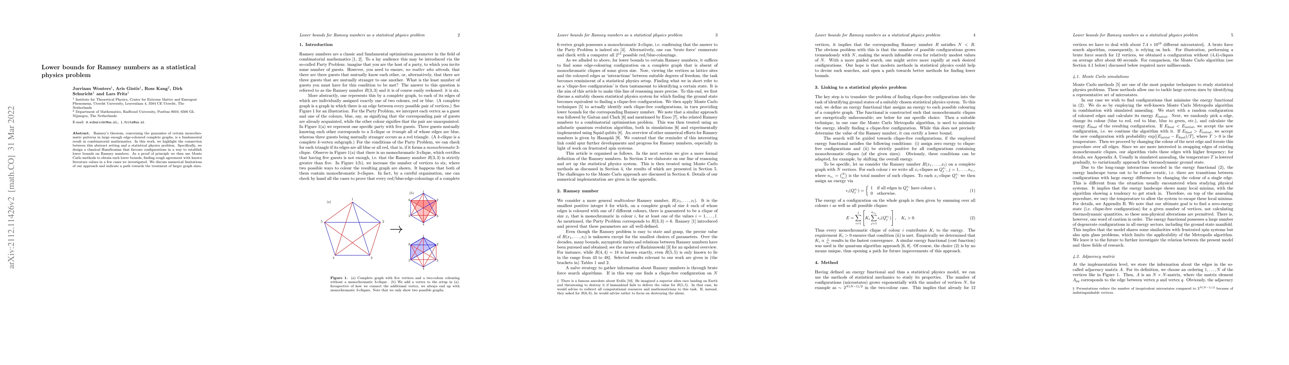 Thumbnail for Lower bounds for Ramsey numbers as a statistical physics problem