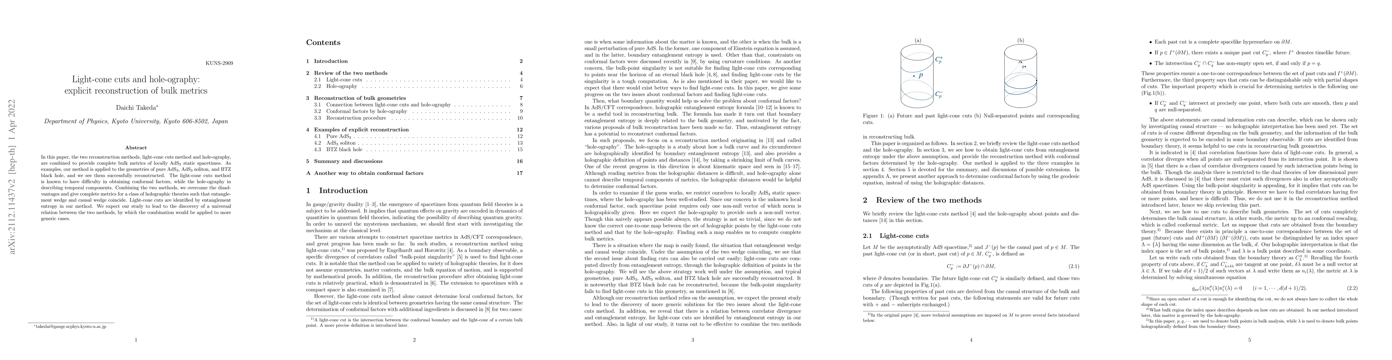Thumbnail for Light-cone cuts and hole-ography: explicit reconstruction of bulk
  metrics