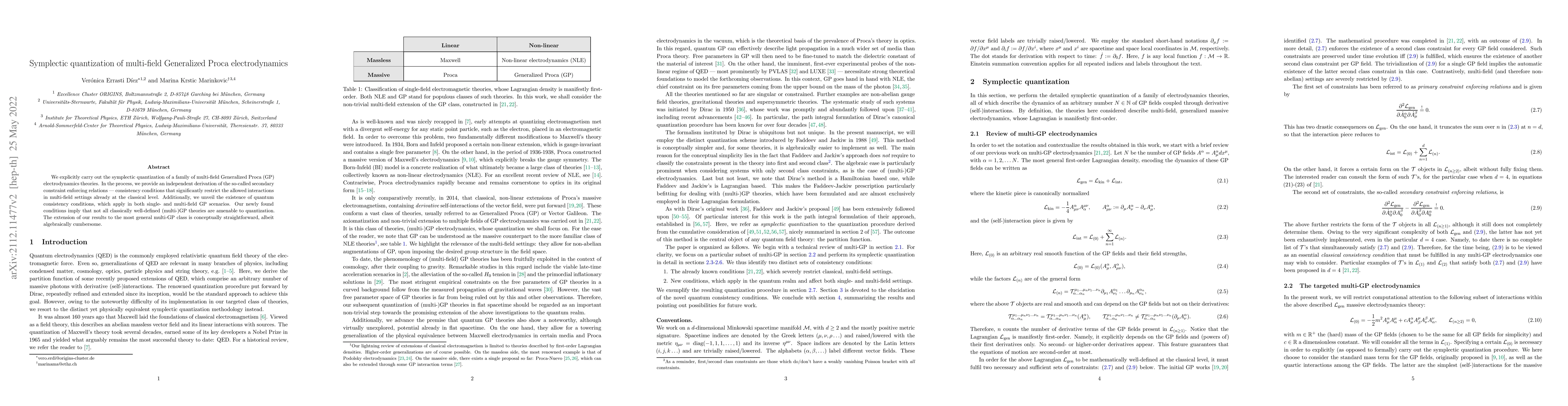 Thumbnail for Symplectic quantization of multi-field Generalized Proca electrodynamics