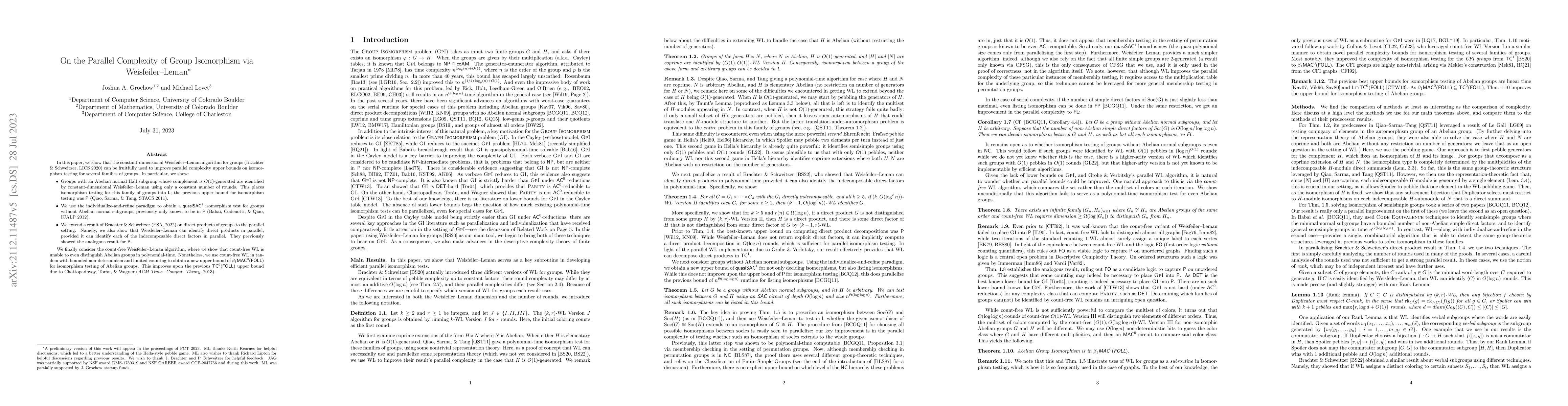 Thumbnail for On the parallel complexity of Group Isomorphism via Weisfeiler-Leman