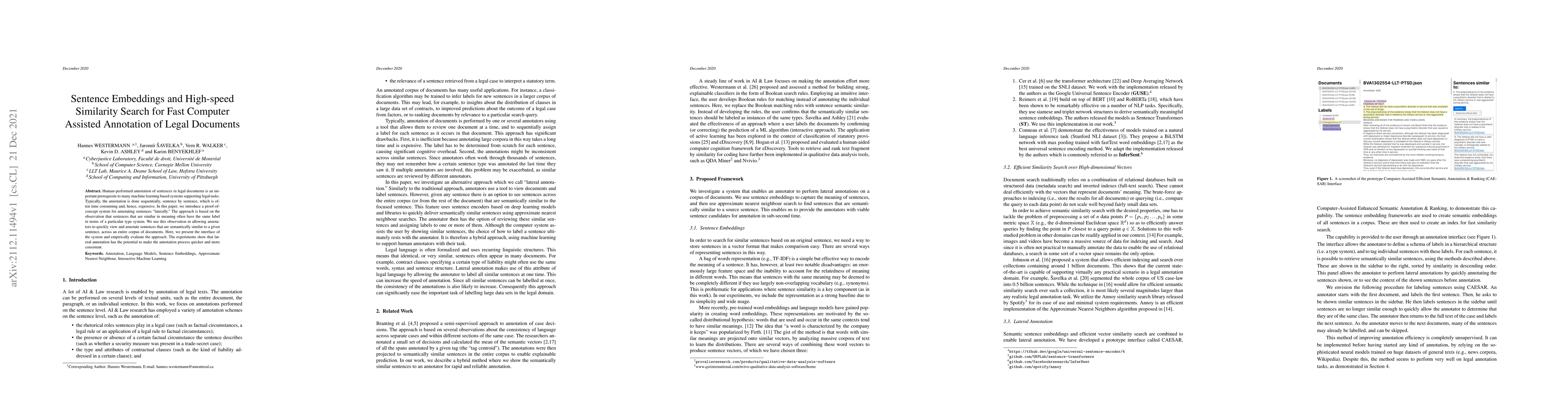 Thumbnail for Sentence Embeddings and High-speed Similarity Search for Fast Computer
  Assisted Annotation of Legal Documents