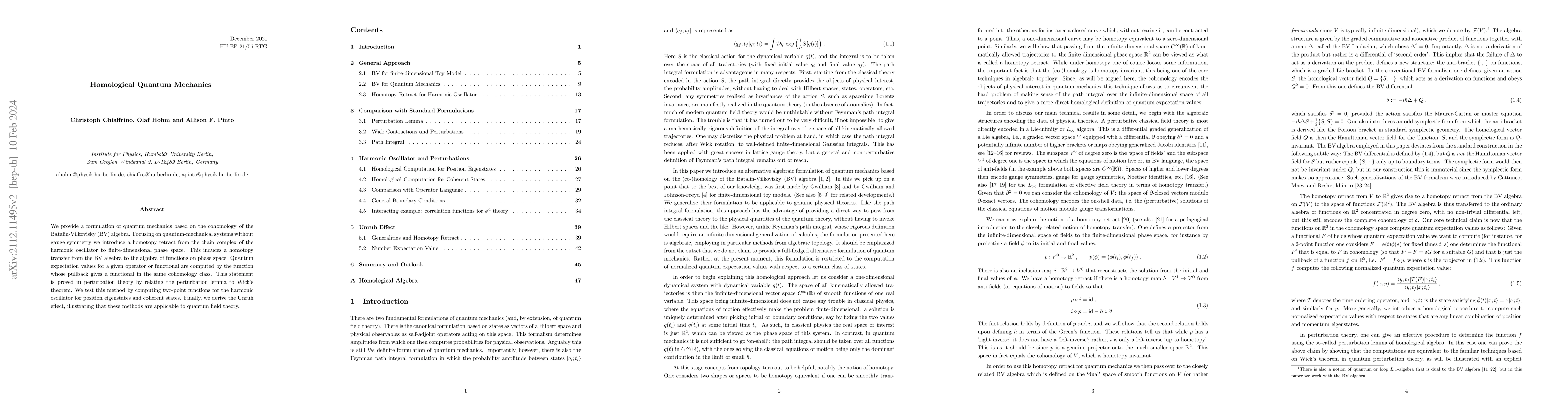 Thumbnail for Homological Quantum Mechanics