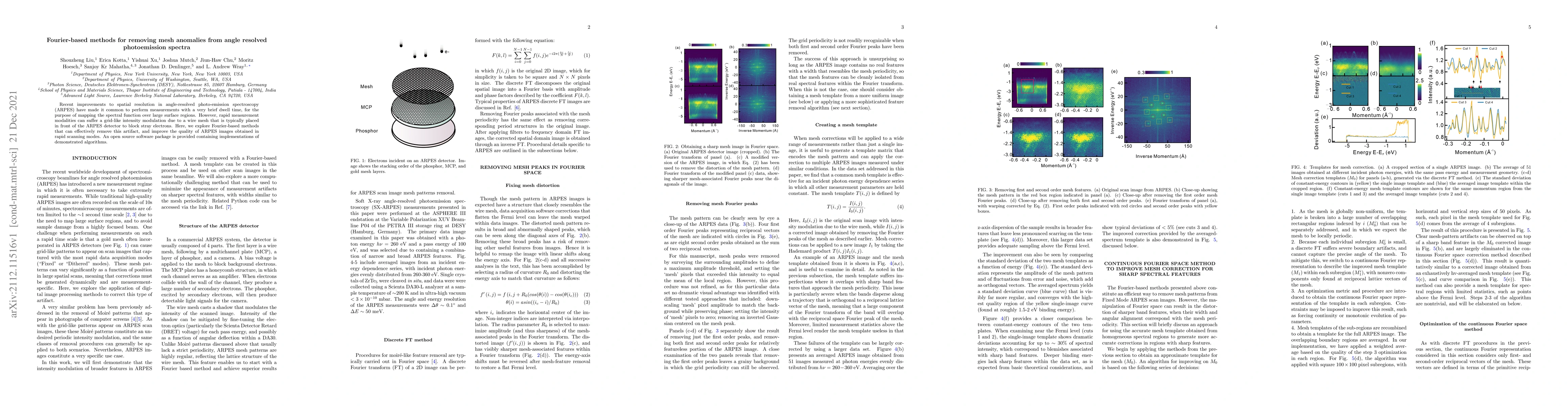 Thumbnail for Fourier-based methods for removing mesh anomalies from angle resolved
  photoemission spectra