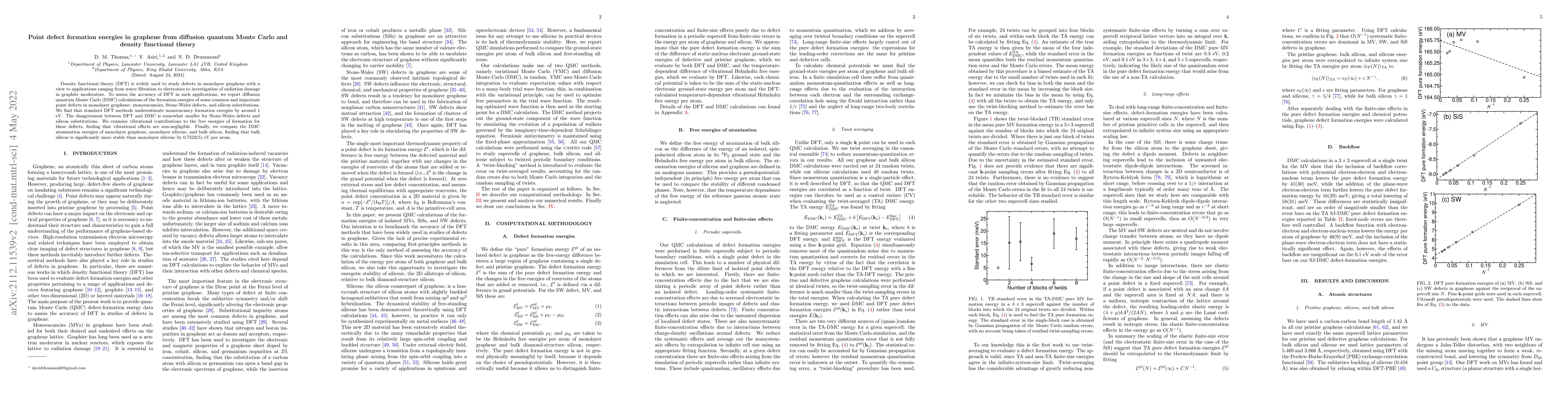 Thumbnail for Point defect formation energies in graphene from diffusion quantum Monte
  Carlo and density functional theory