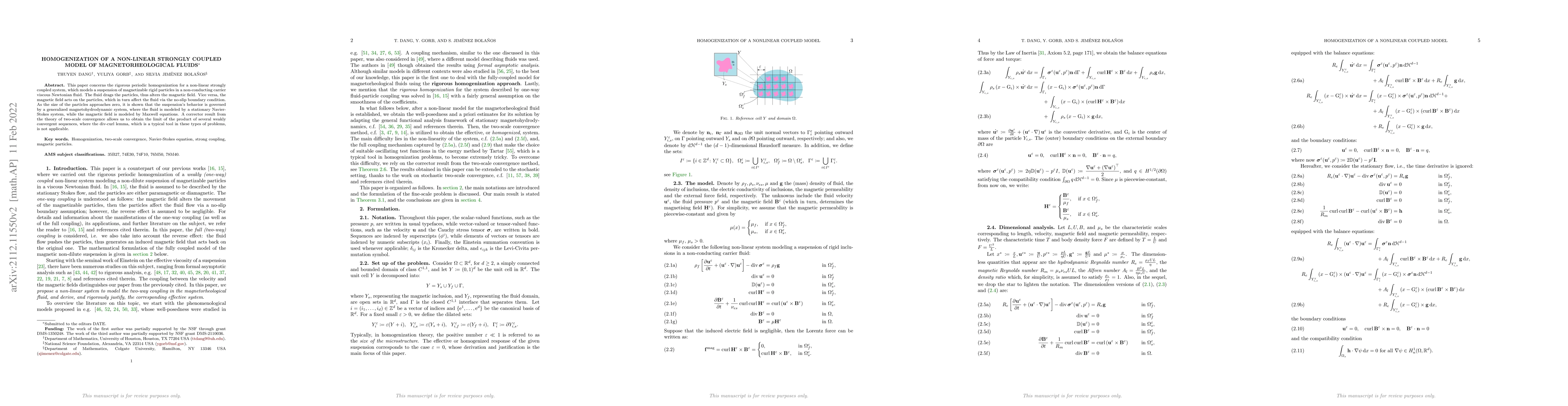 Thumbnail for Homogenization of a non-linear strongly coupled model of
  magnetorheological fluids