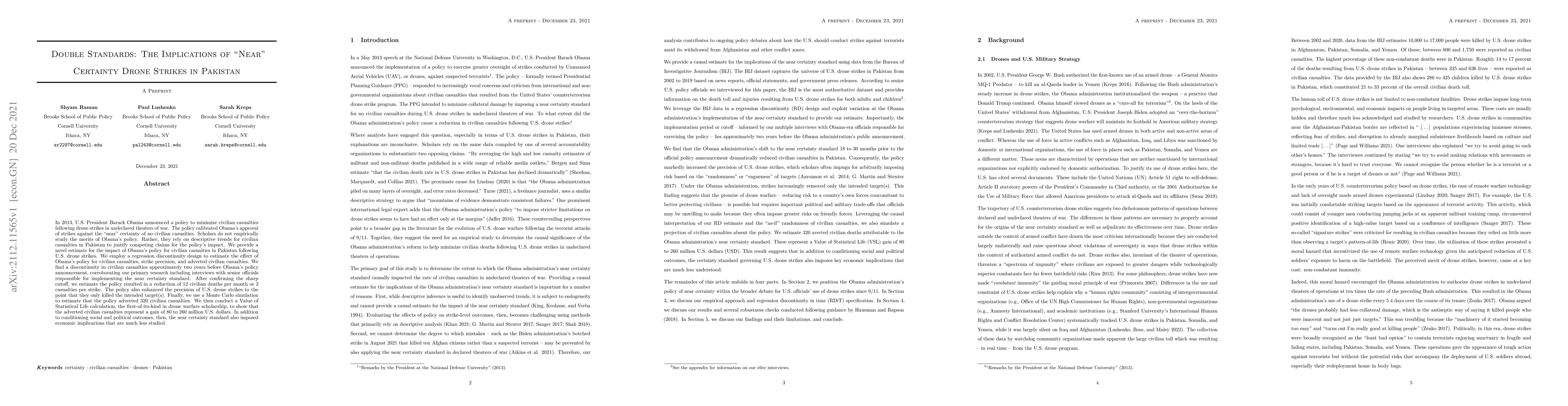 Thumbnail for Double Standards: The Implications of Near Certainty Drone Strikes in
  Pakistan