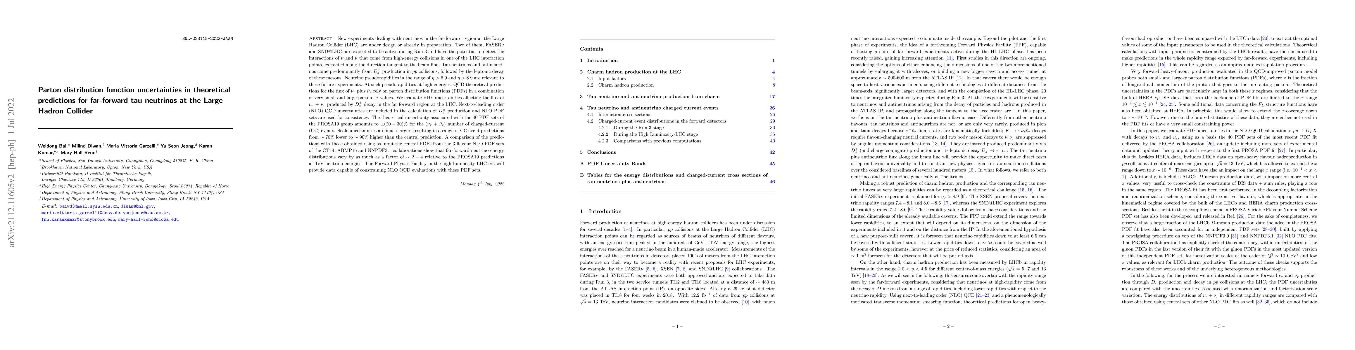 Thumbnail for Parton distribution function uncertainties in theoretical predictions
  for far-forward tau neutrinos at the Large Hadron Collider