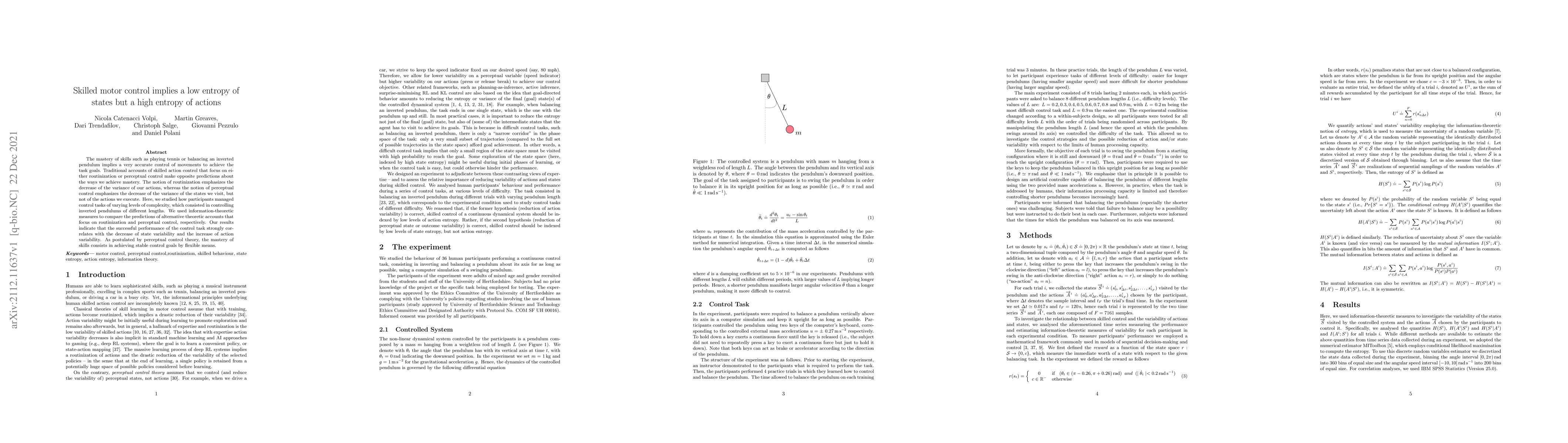 Thumbnail for Skilled motor control implies a low entropy of states but a high entropy
  of actions