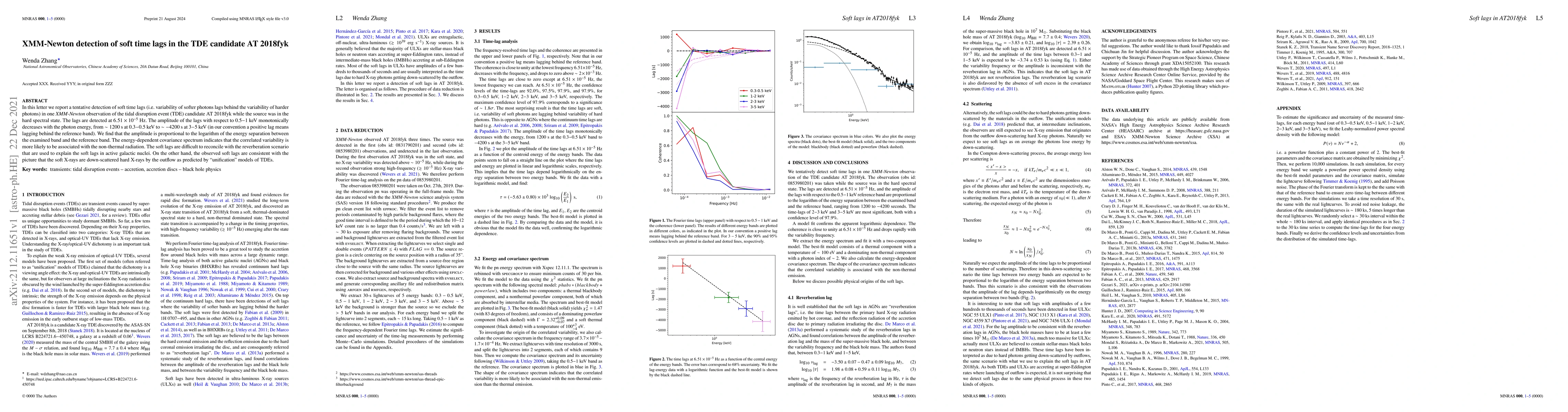 Thumbnail for XMM-Newton detection of soft time lags in the TDE candidate AT 2018fyk