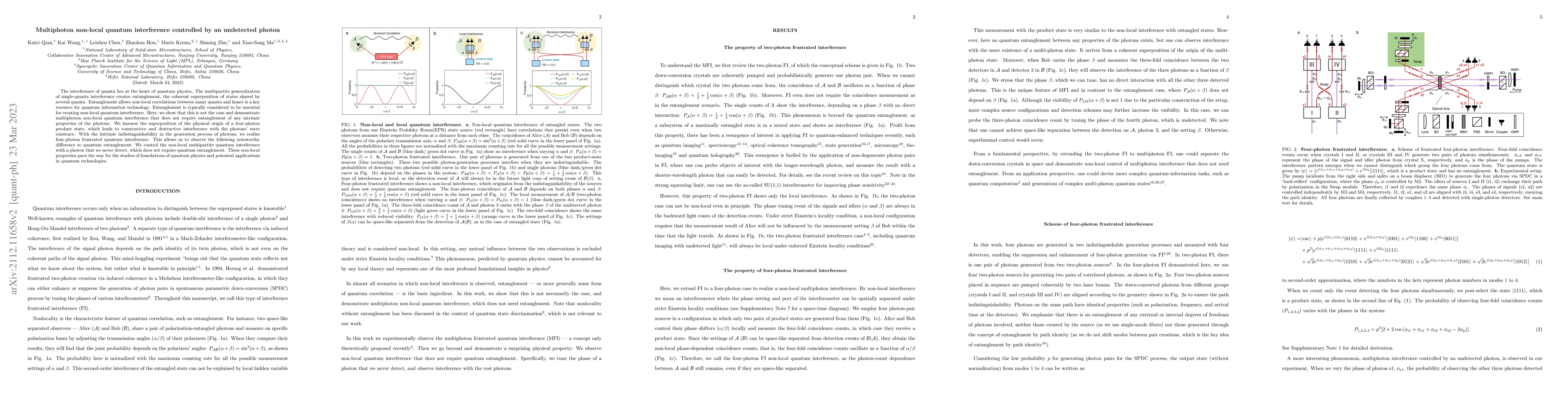 Thumbnail for Multiphoton non-local quantum interference controlled by an undetected
  photon