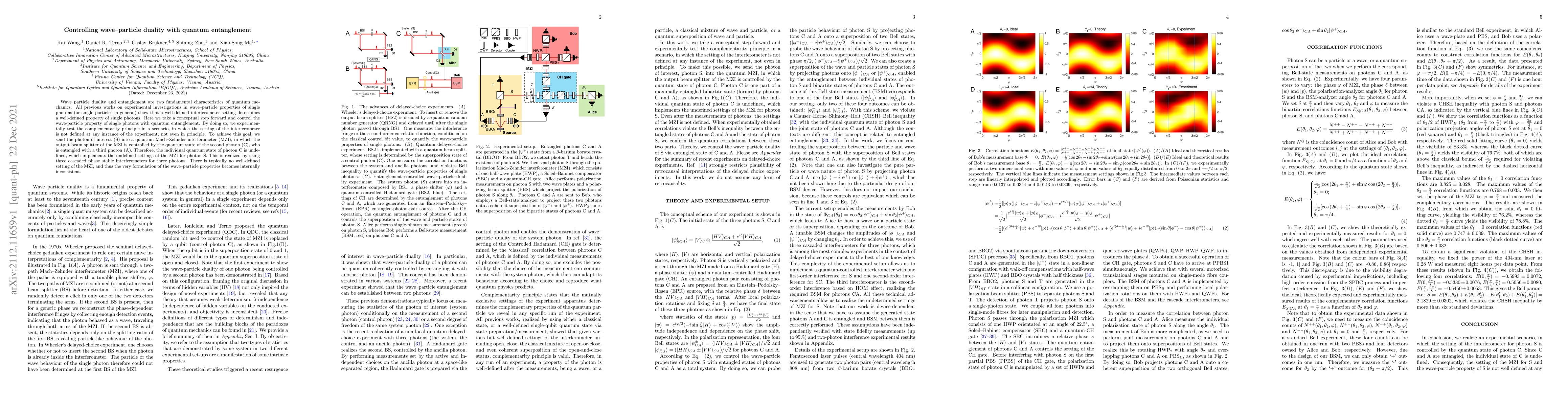 Thumbnail for Controlling wave-particle duality with quantum entanglement