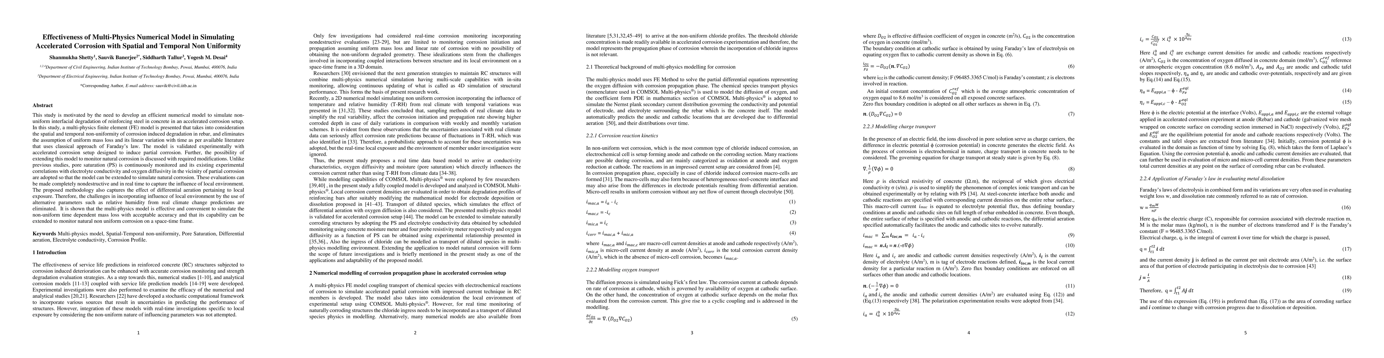 Thumbnail for Effectiveness of Multi-Physics Numerical Model in Simulating Accelerated
  Corrosion with Spatial and Temporal Non Uniformity