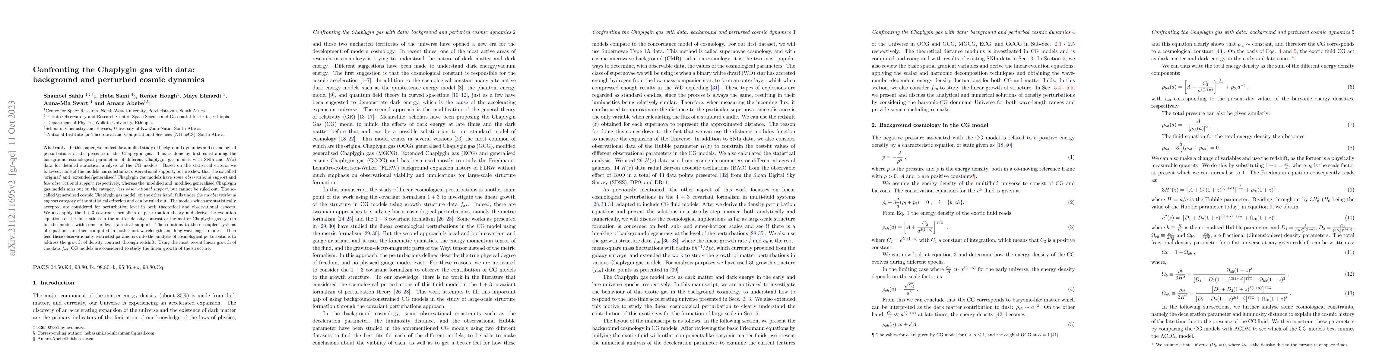 Thumbnail for Confronting the Chaplygin gas with data: background and perturbed cosmic
  dynamics