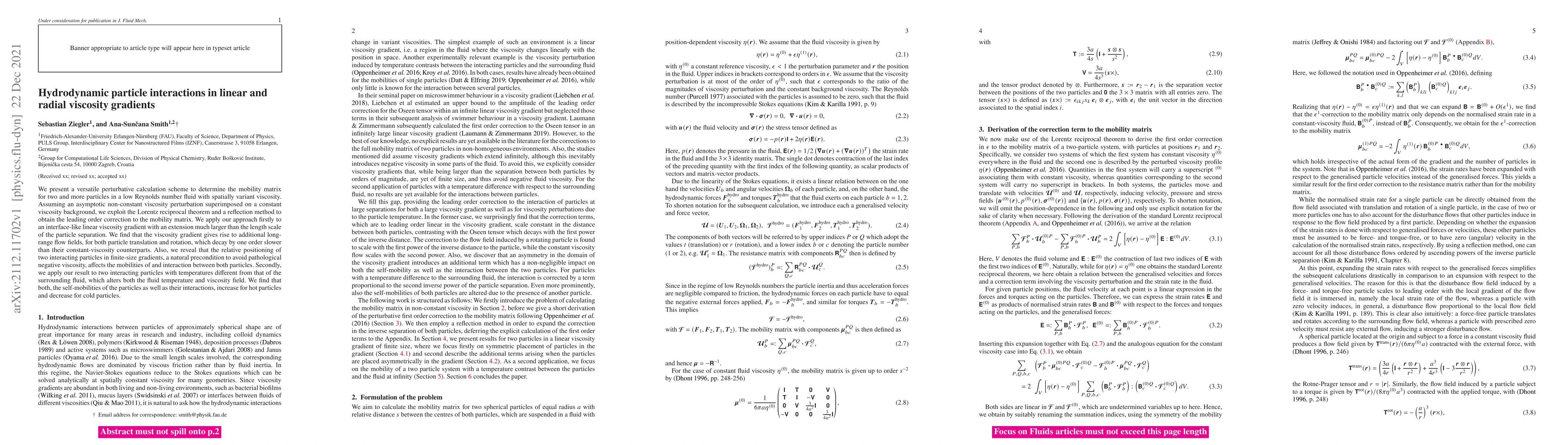 Thumbnail for Hydrodynamic particle interactions in linear and radial viscosity
  gradients