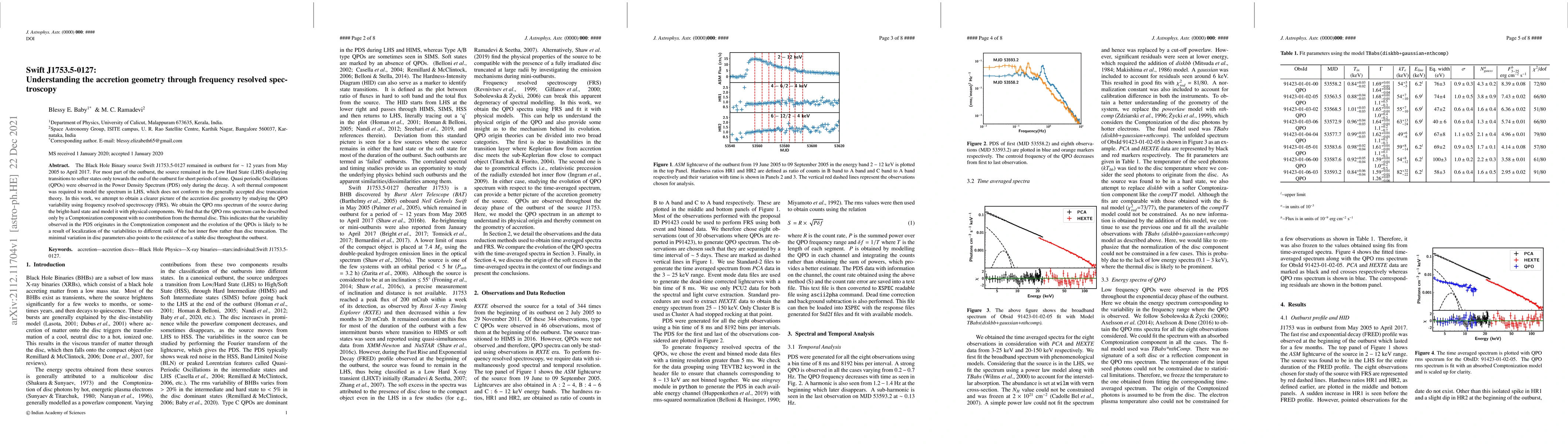 Thumbnail for Swift J1753.5-0127 : Understanding the accretion geometry through
  frequency resolved spectroscopy