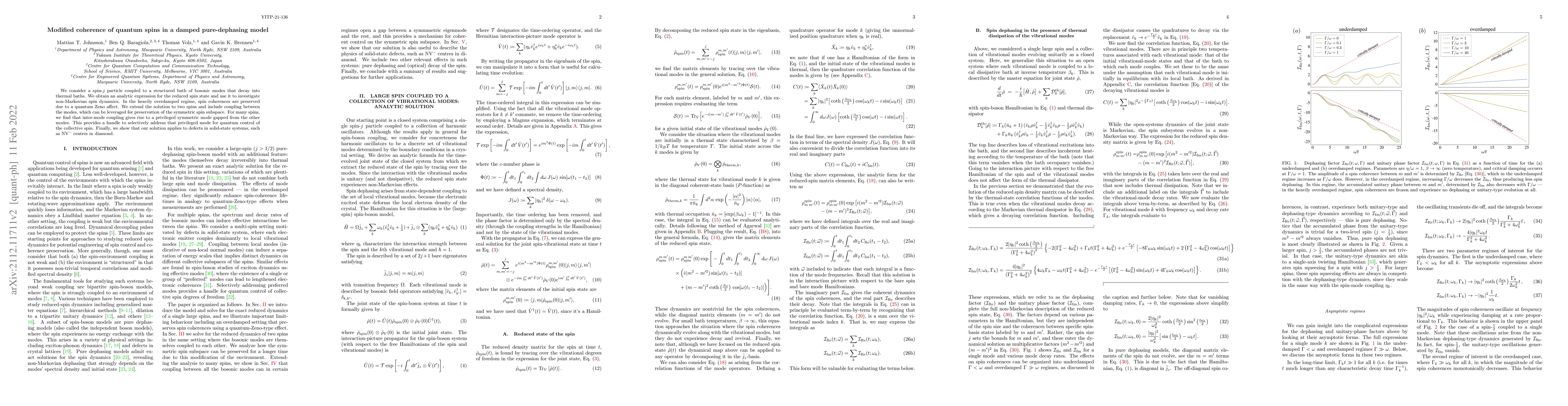 Thumbnail for Modified coherence of quantum spins in a damped pure-dephasing model