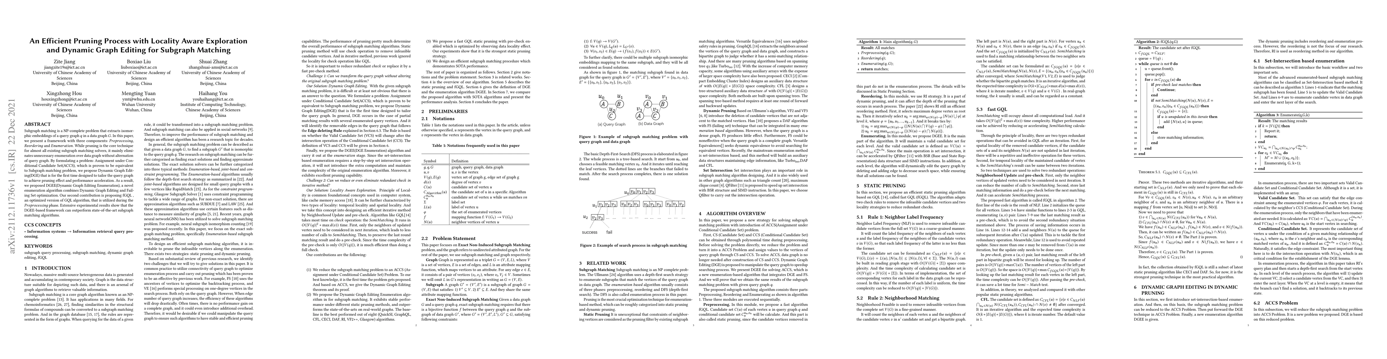 Thumbnail for An Efficient Pruning Process with Locality Aware Exploration and Dynamic
  Graph Editing for Subgraph Matching