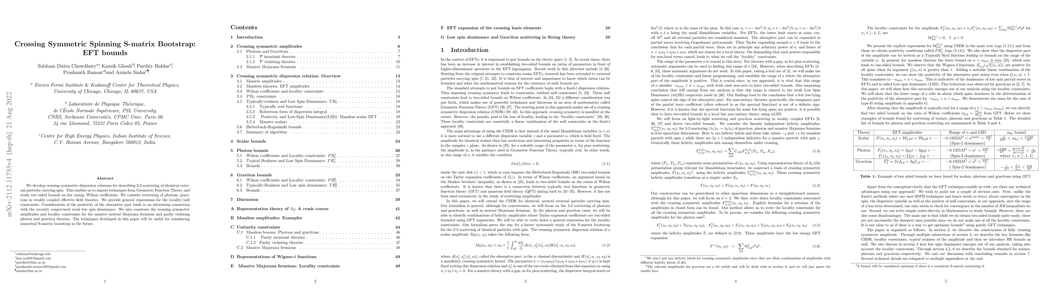 Thumbnail for Crossing Symmetric Spinning S-matrix Bootstrap: EFT bounds