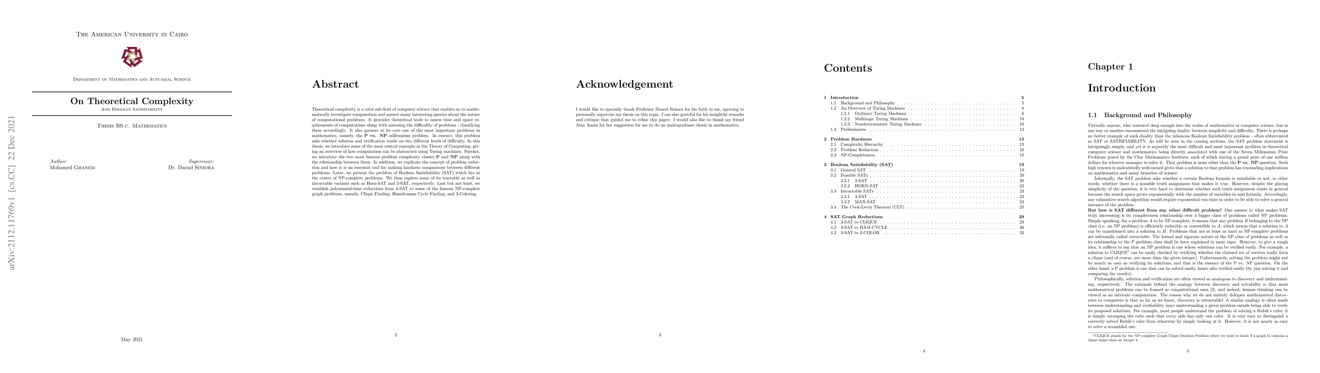 Thumbnail for On Theoretical Complexity and Boolean Satisfiability