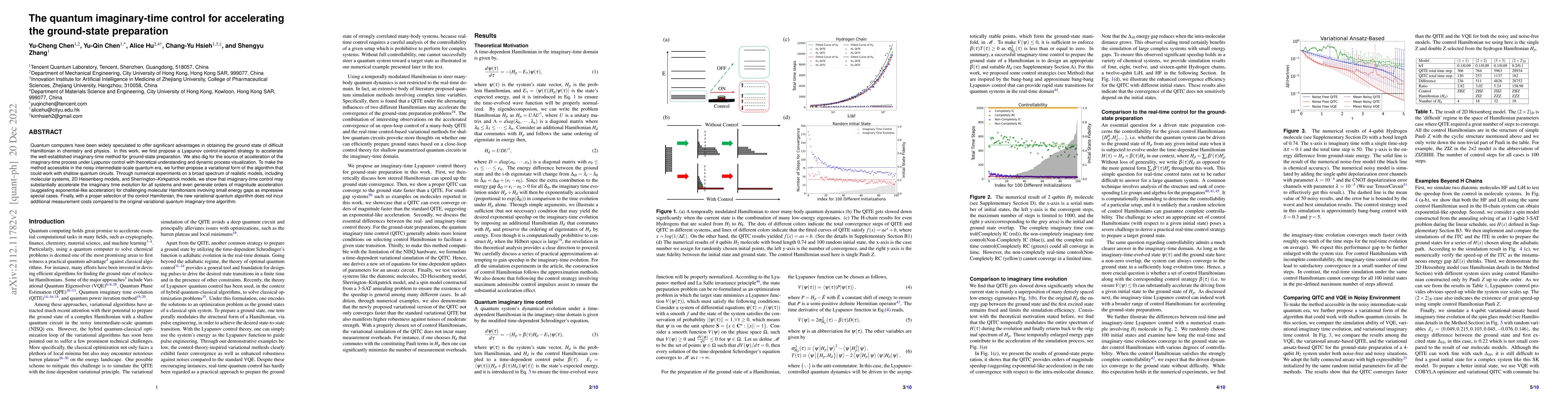 Thumbnail for Variational quantum simulation of the imaginary-time Lyapunov control
  for accelerating the ground-state preparation