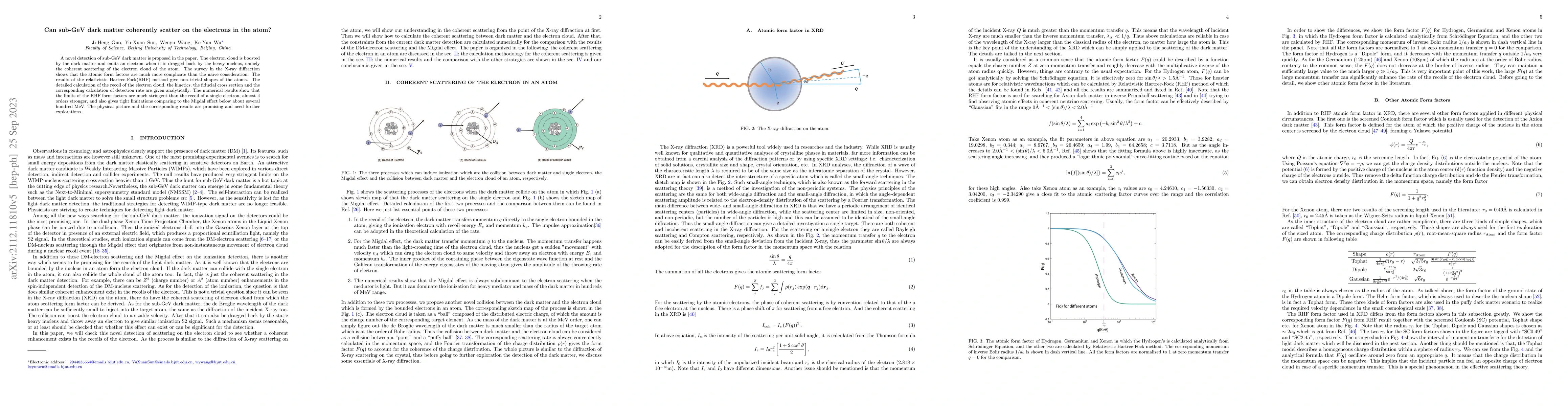 Thumbnail for Can sub-GeV dark matter coherently scatter on the electrons in the Atom?
