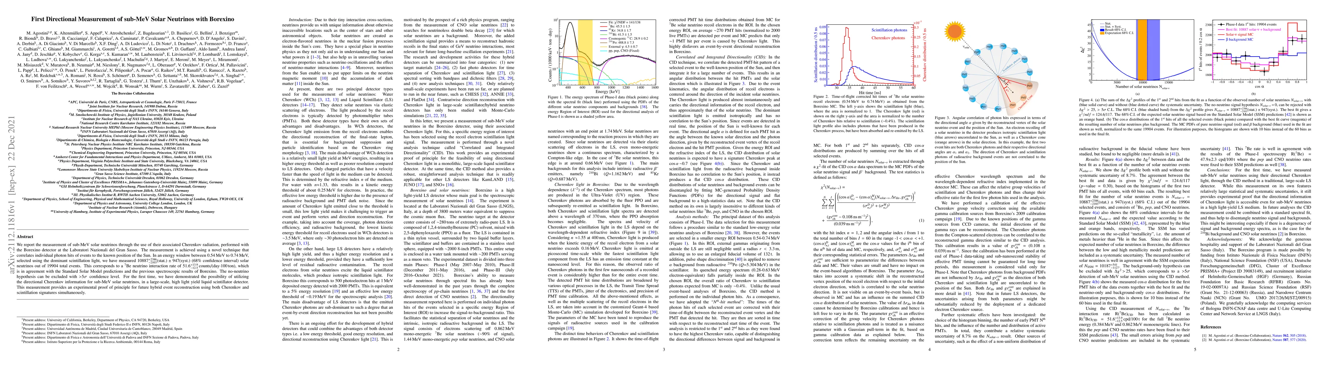 Thumbnail for First Directional Measurement of sub-MeV Solar Neutrinos with Borexino