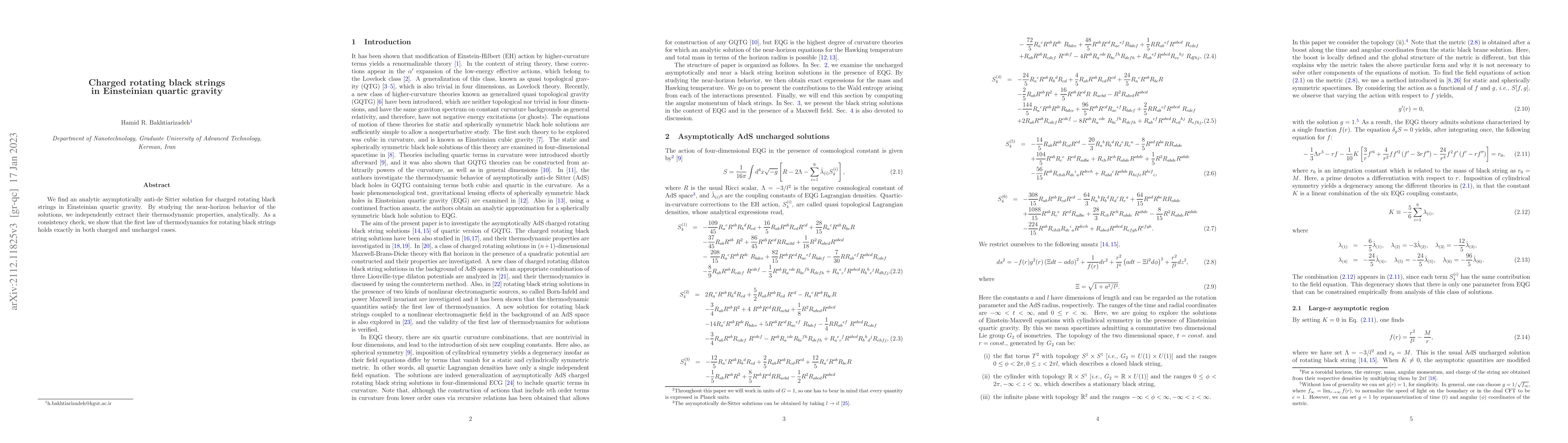 Thumbnail for Charged rotating black strings in Einsteinian quartic gravity