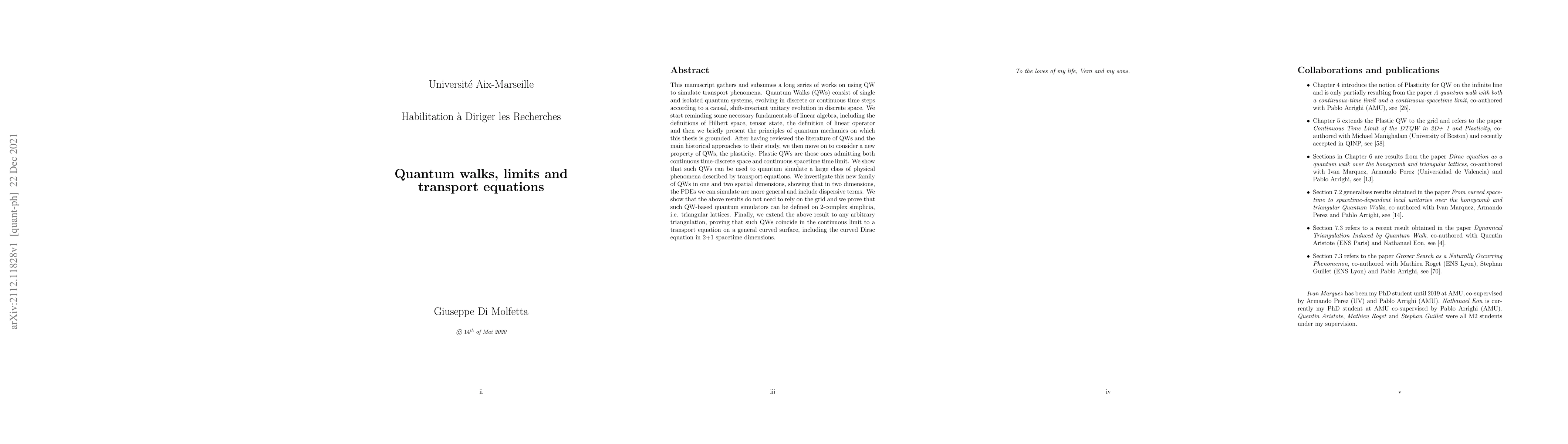 Thumbnail for Quantum walks, limits and transport equations