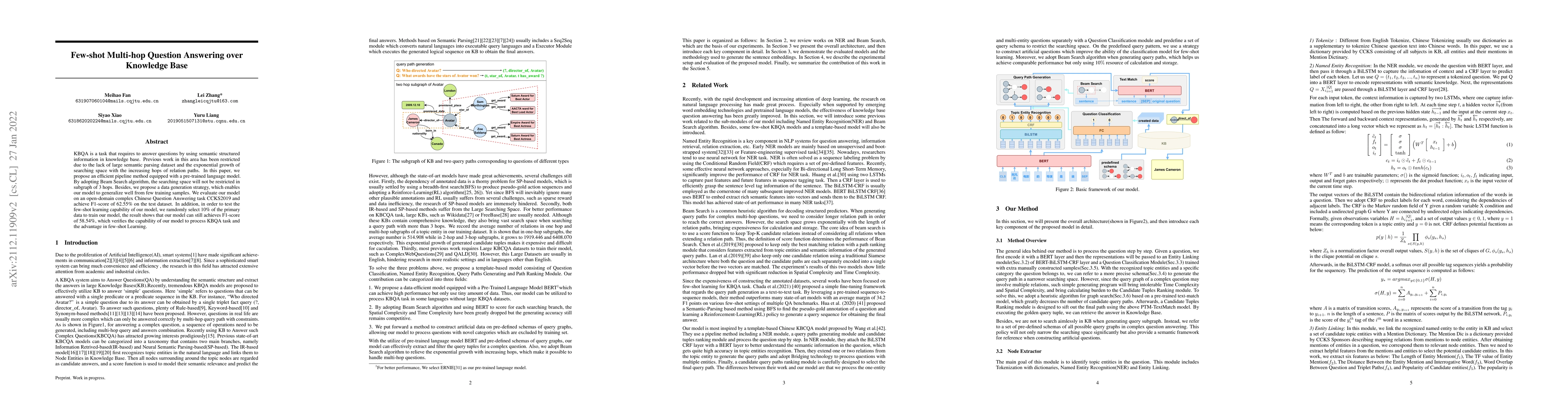 Thumbnail for Few-shot Multi-hop Question Answering over Knowledge Base