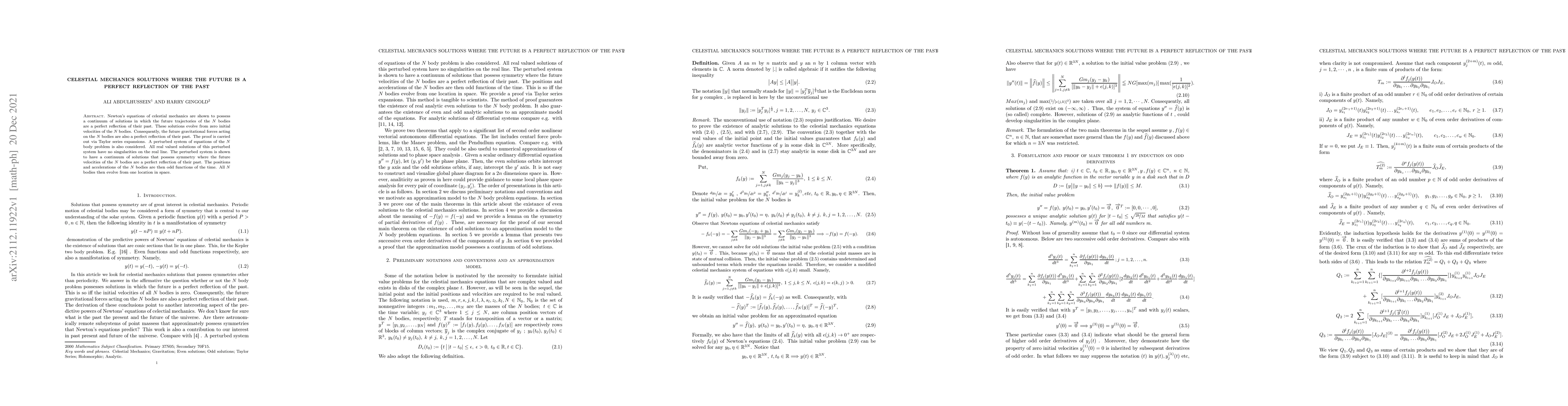 Thumbnail for Celestial Mechanics Solutions where the Future is a Perfect Reflection
  of the Past