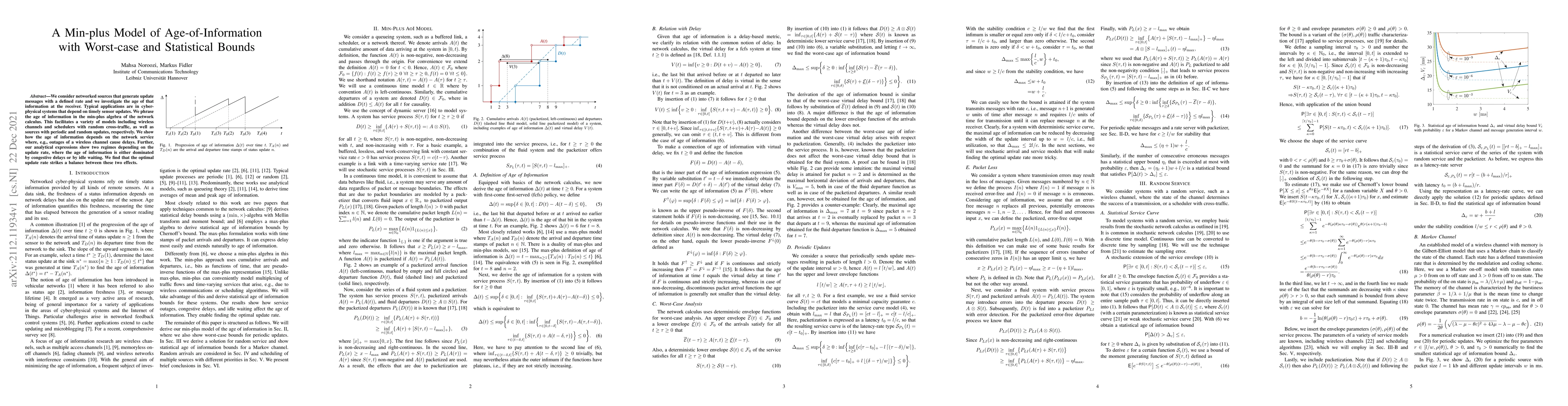 Thumbnail for A Min-plus Model of Age-of-Information with Worst-case and Statistical
  Bounds