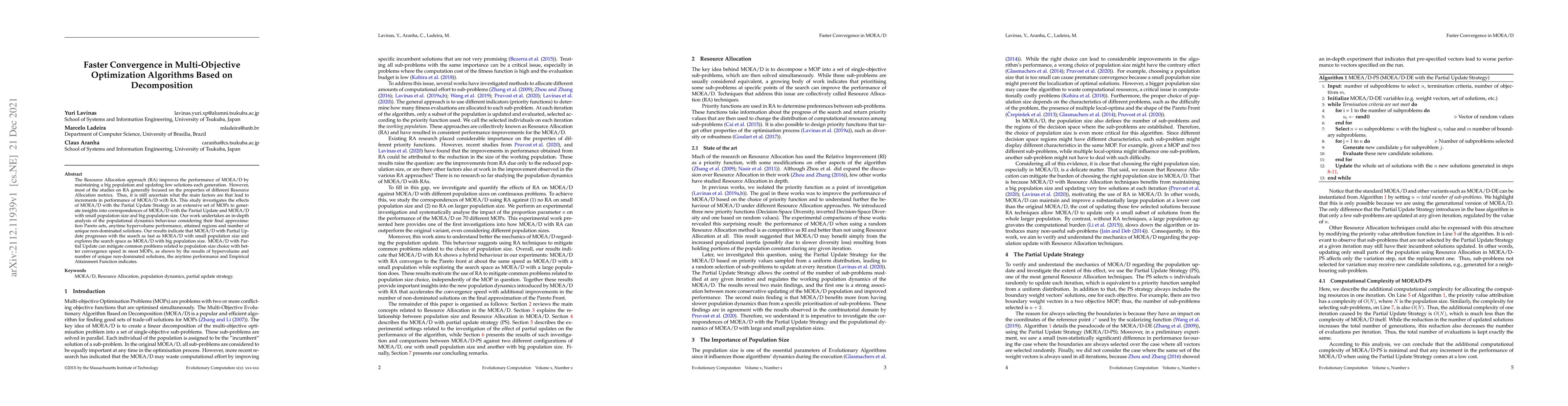 Thumbnail for Faster Convergence in Multi-Objective Optimization Algorithms Based on
  Decomposition