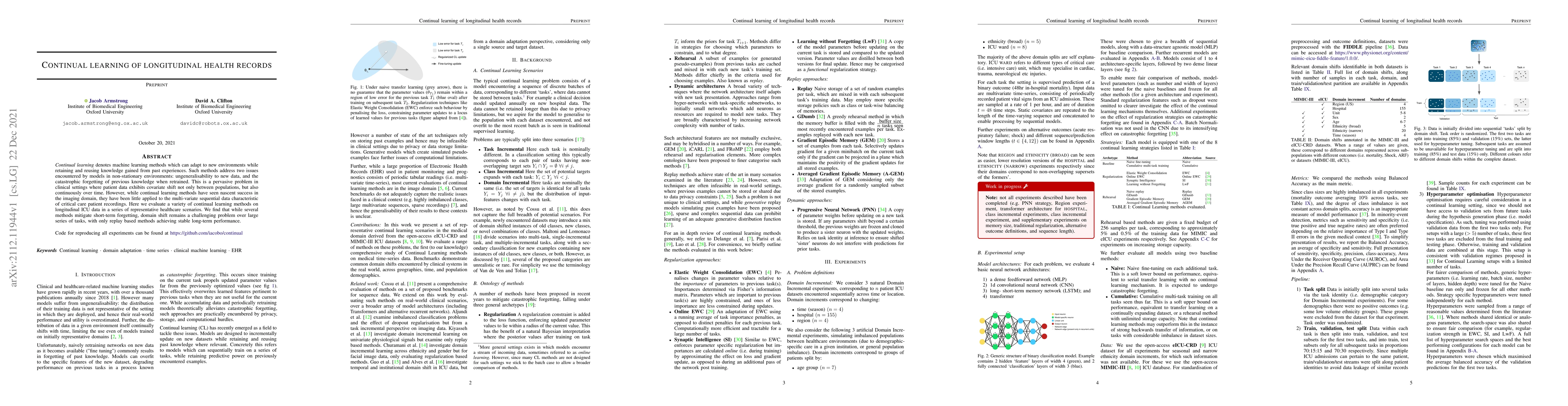Thumbnail for Continual learning of longitudinal health records