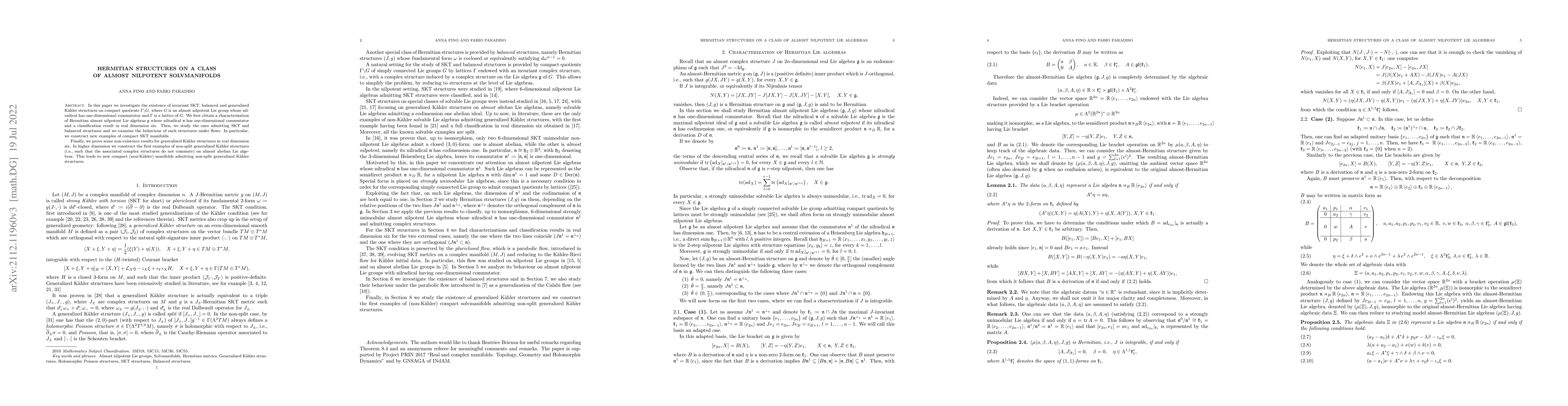 Thumbnail for Hermitian structures on a class of almost nilpotent solvmanifolds