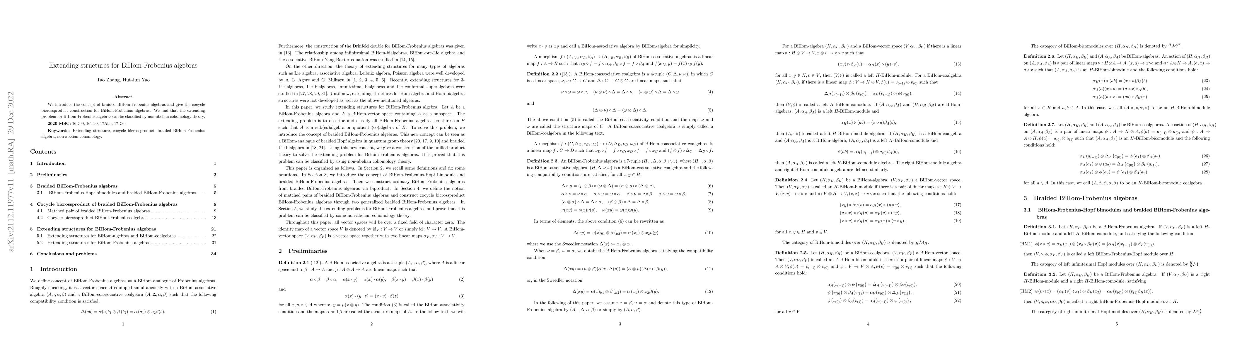 Thumbnail for Extending structures for BiHom-Frobenius algebras