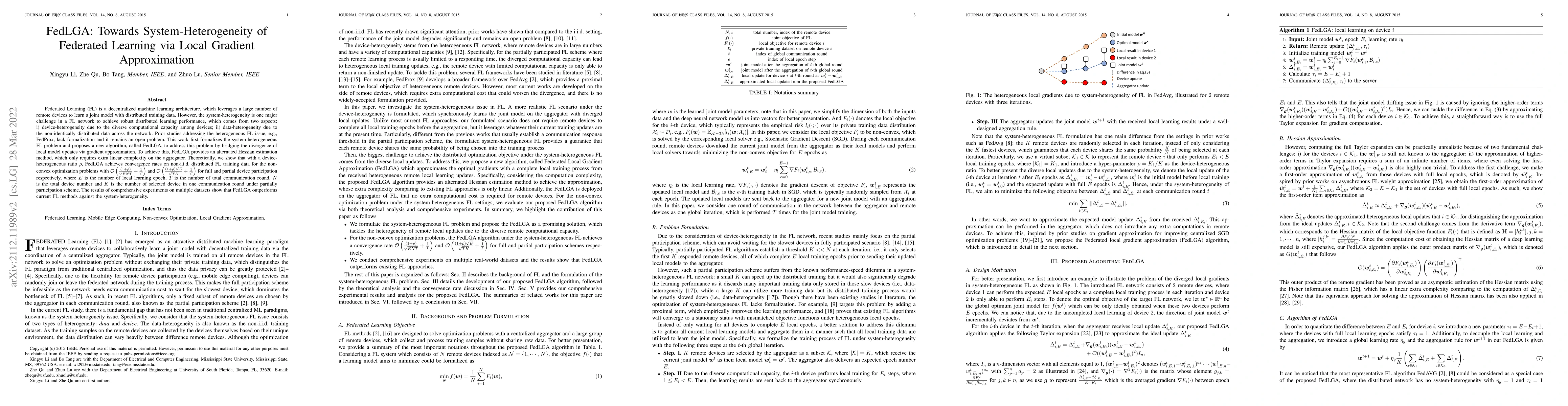 Thumbnail for FedLGA: Towards System-Heterogeneity of Federated Learning via Local
  Gradient Approximation