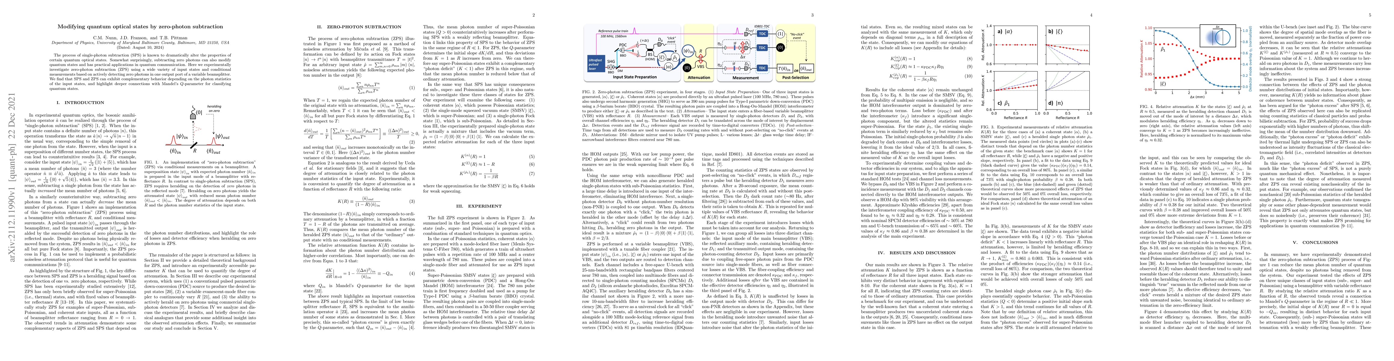 Thumbnail for Modifying quantum optical states by zero-photon subtraction