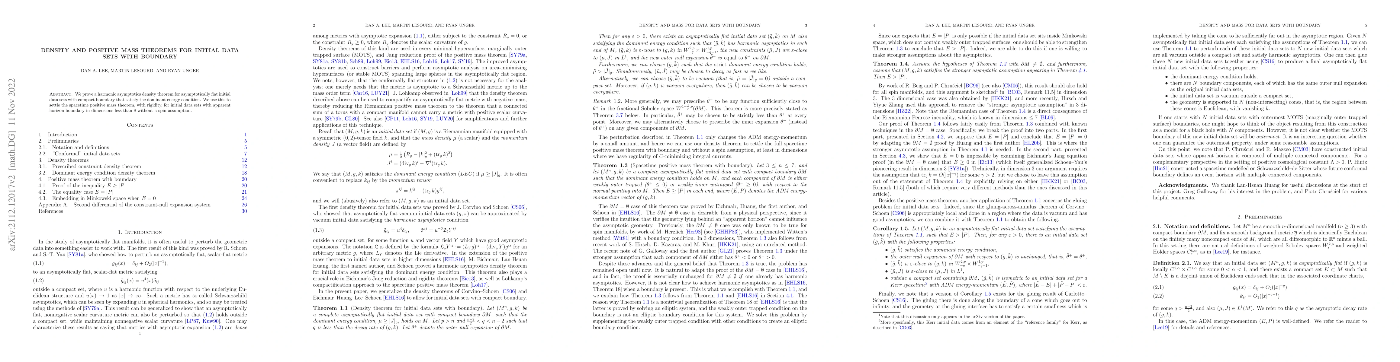 Thumbnail for Density and positive mass theorems for initial data sets with boundary