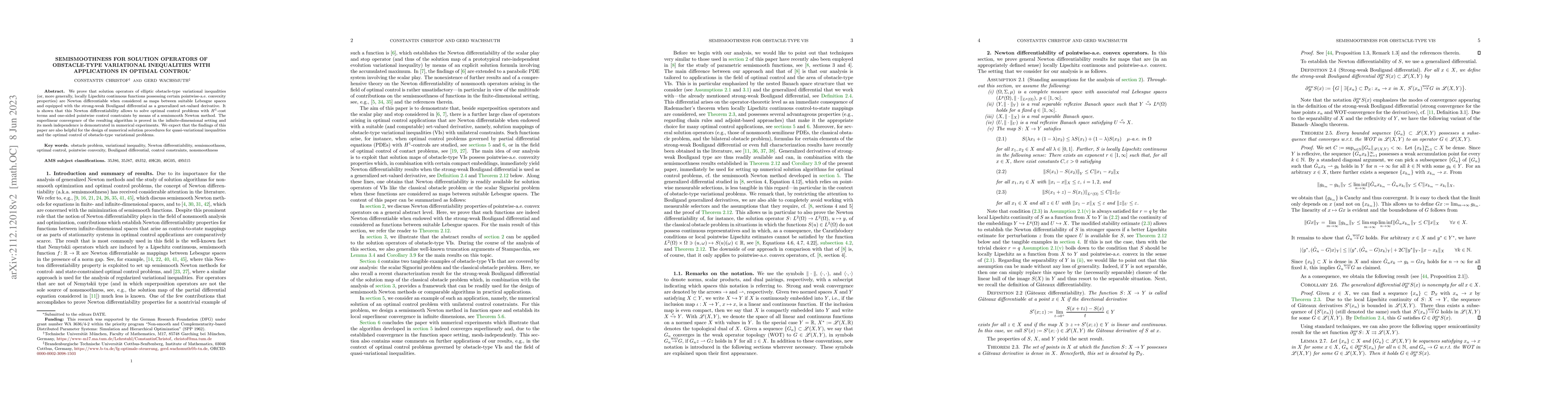 Thumbnail for Semismoothness for Solution Operators of Obstacle-Type Variational
  Inequalities with Applications in Optimal Control