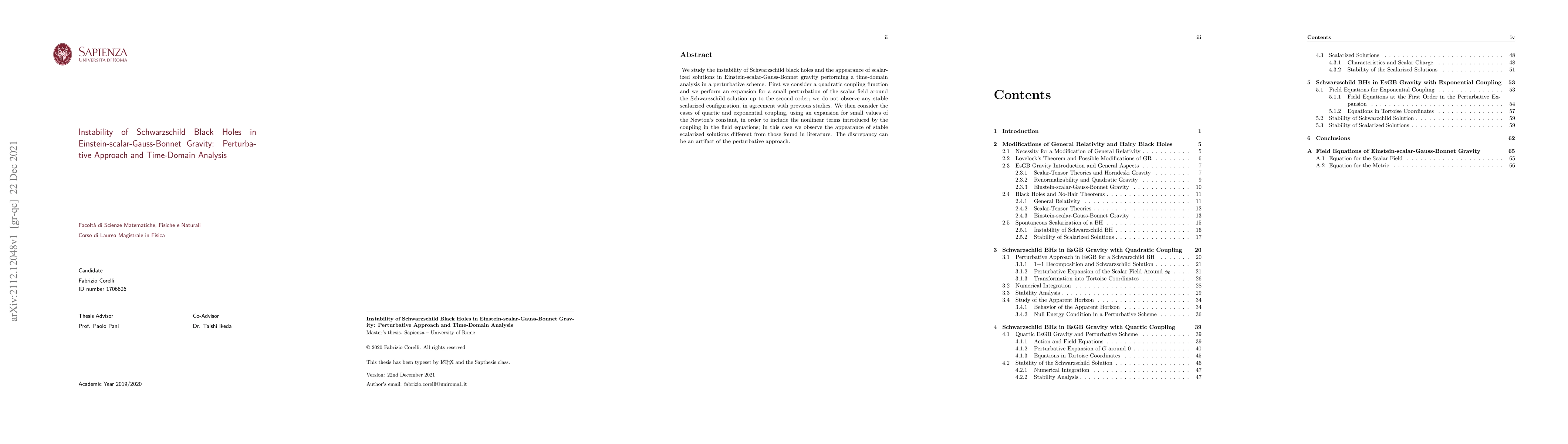 Thumbnail for Instability of Schwarzschild Black Holes in Einstein-scalar-Gauss-Bonnet
  Gravity: Perturbative Approach and Time-Domain Analysis