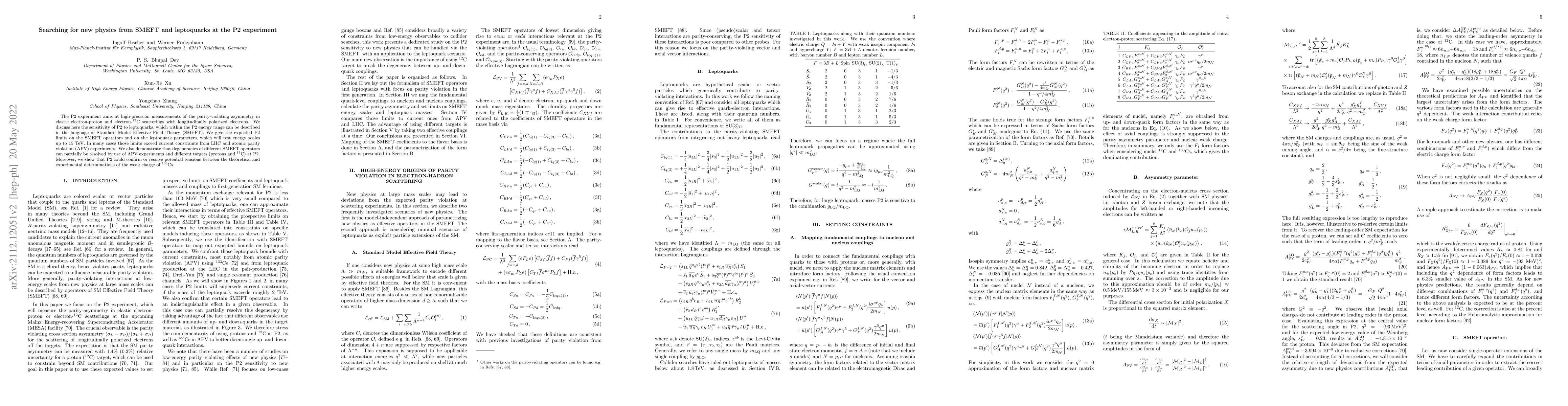 Thumbnail for Searching for new physics from SMEFT and leptoquarks at the P2
  experiment
