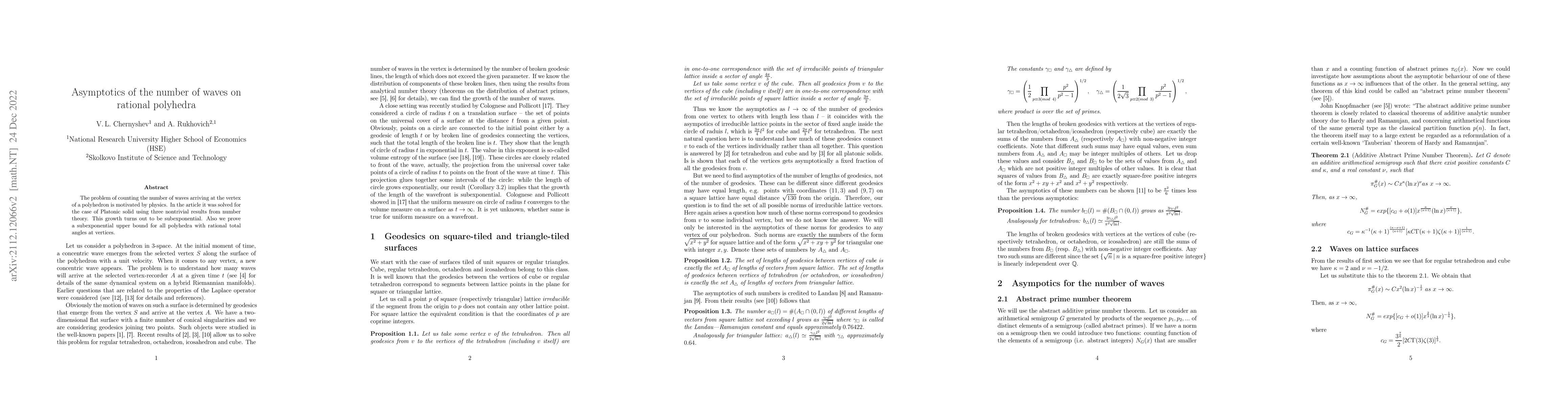 Thumbnail for Asymptotics of the number of waves on rational polyhedra